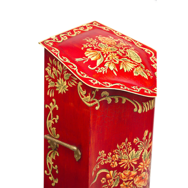 Red Floral Design Tall Decorative Box
