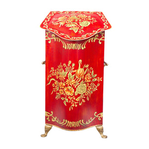 Red Floral Design Tall Decorative Box