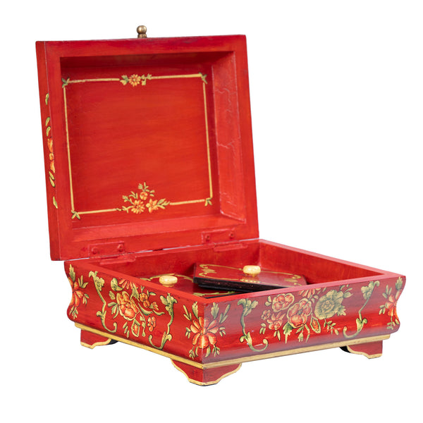 Red Floral Design Small Jewellery Box