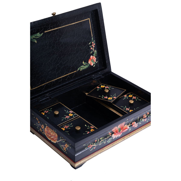 Black Lyre Bird Design Large Jewellery Box