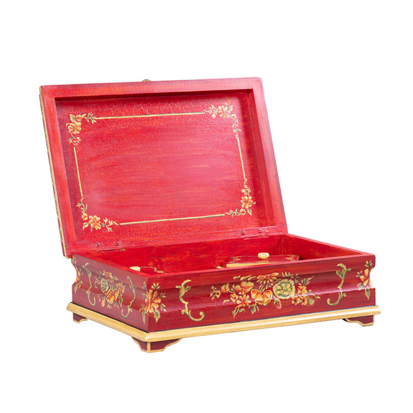 Red Floral Design Large Jewellery Box