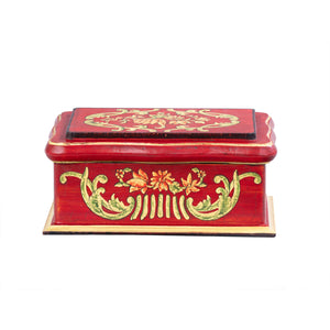 Red Floral Design Wooden Box