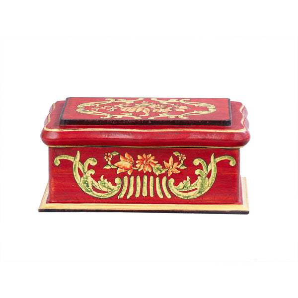 Red Floral Design Wooden Box