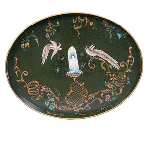 Green Fountain Design Oval Tray with Handles