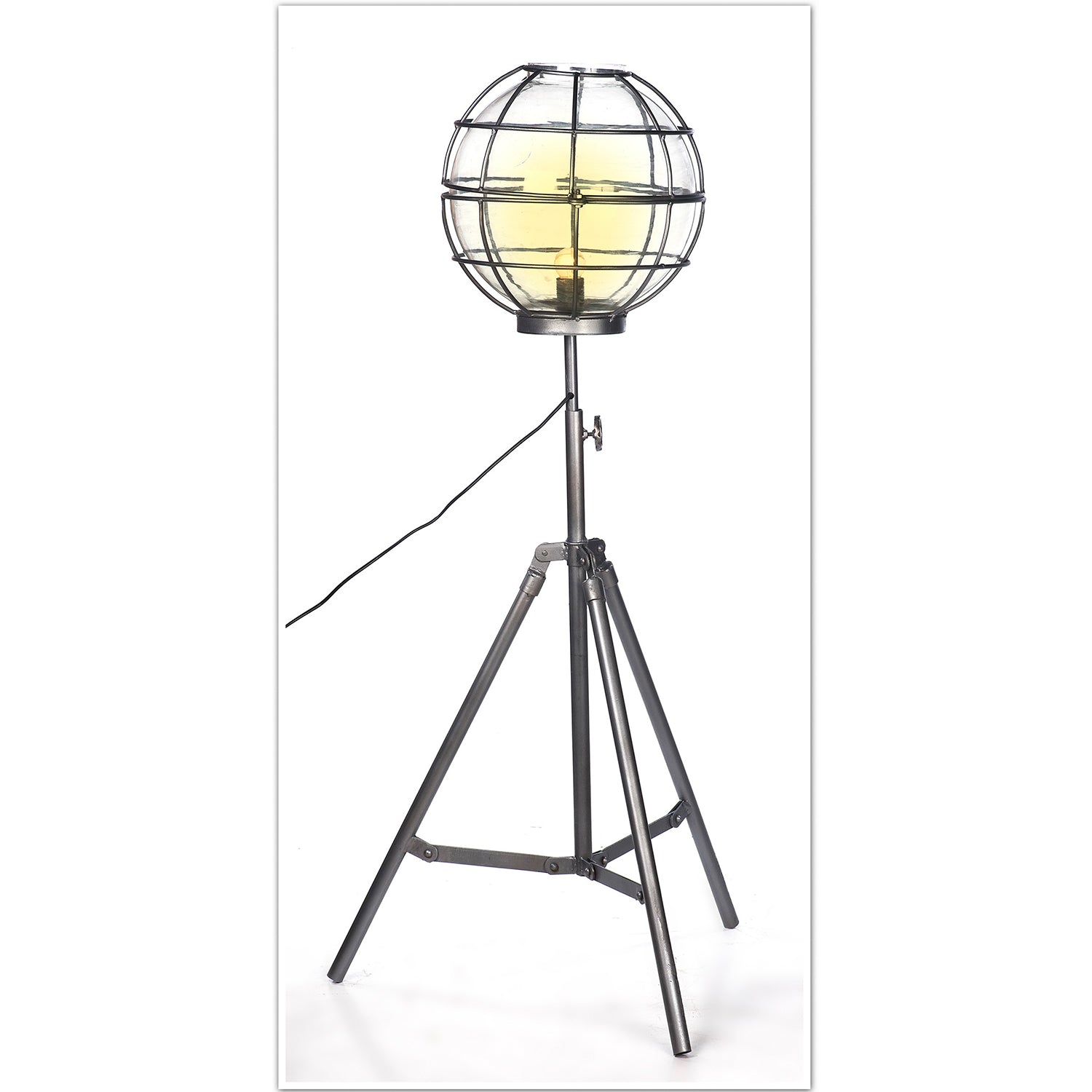 Upcycled Floor Lamp With Round Cage