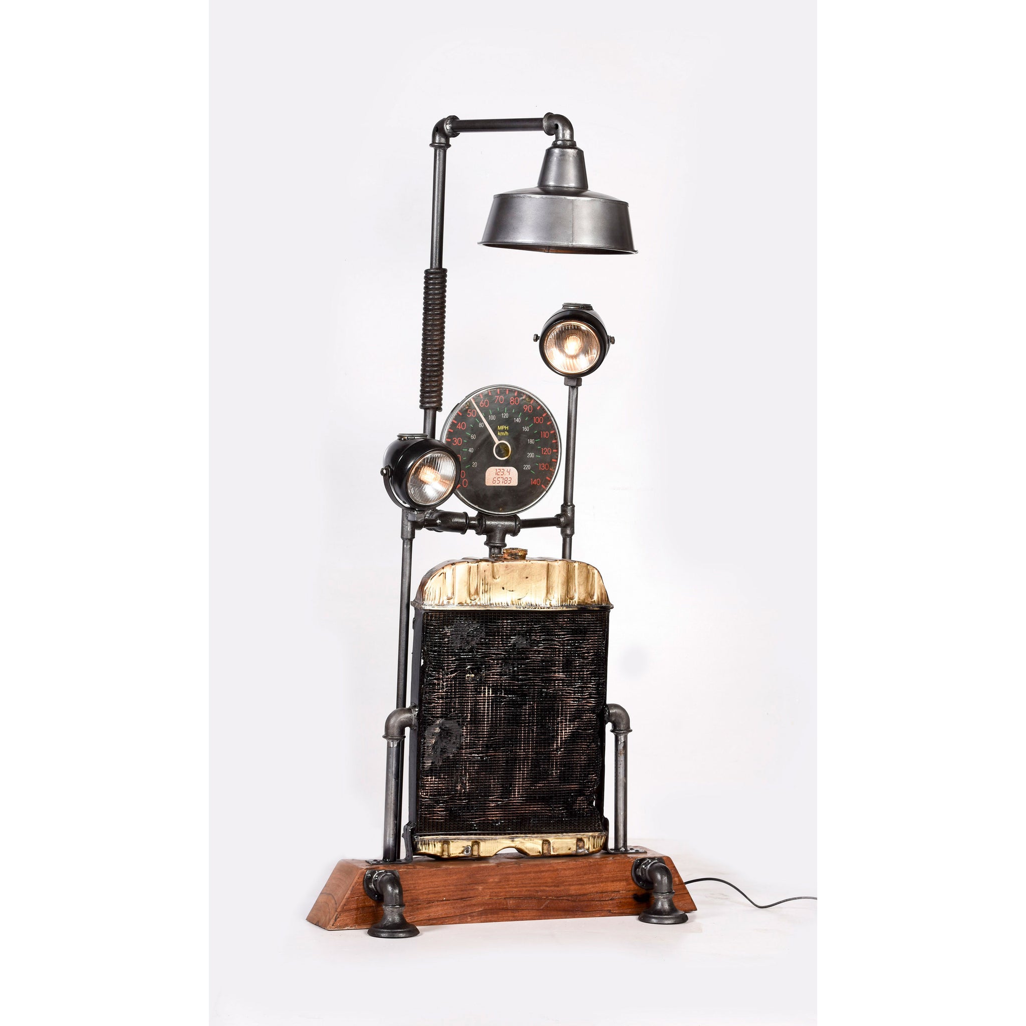 Radiator & Industrial Meter Triple Light Floor Lamp