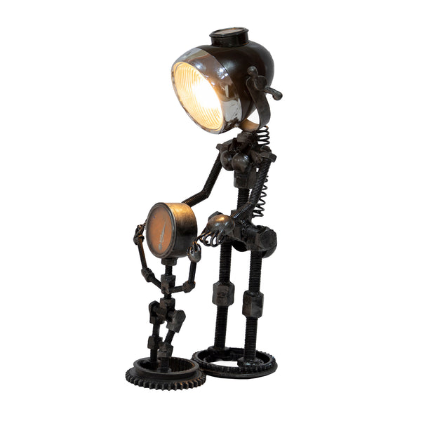 Reclaimed Parts Robot Table Lamp - Mother and Child