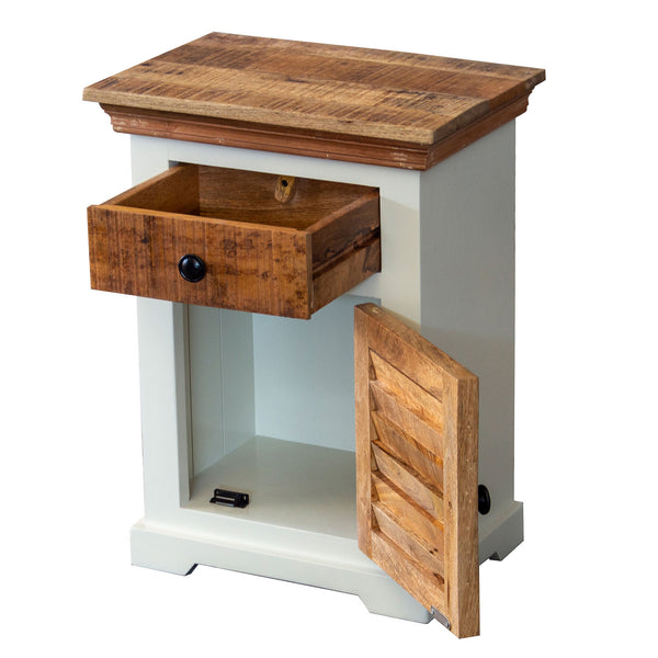 1 Drawer Bedside Table with Louvered Door