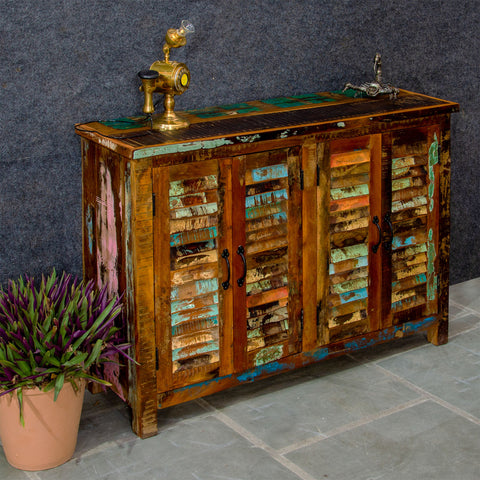 Marine Recycled 4 Louvered Door Sideboard