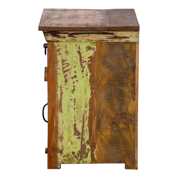 Marine Recycled 1 Drawer Bedside Cabinet with Louvered Door