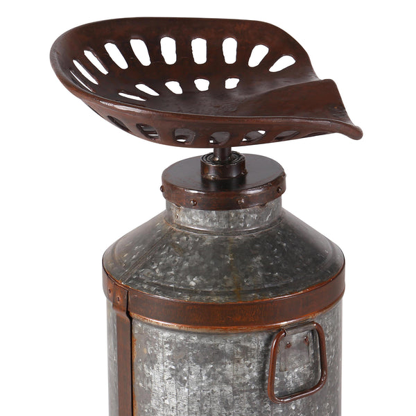 Tractor Seat Stool with Milk Churn Base