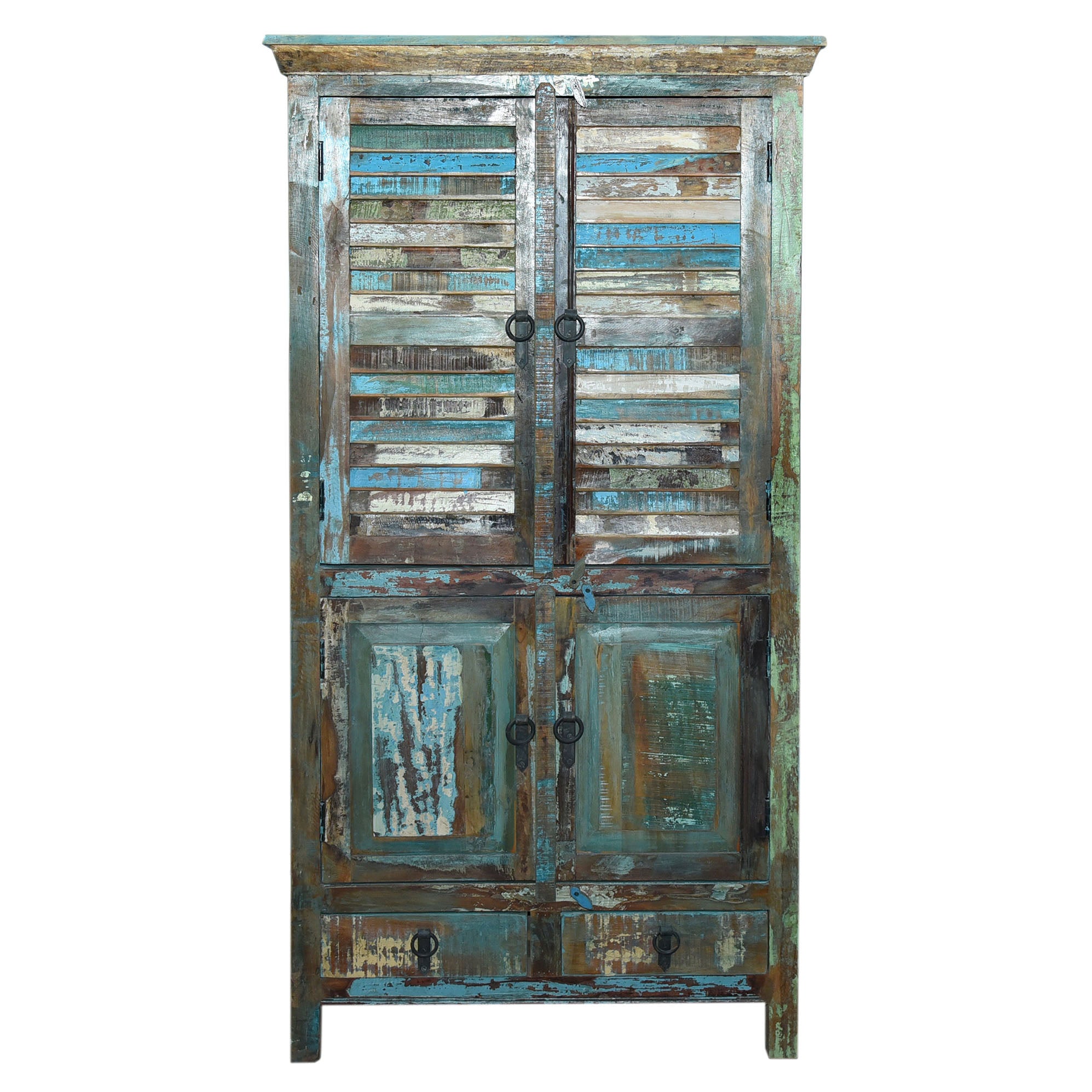 Marine Recycled 2 Drawer 4 Door Tall Cabinet