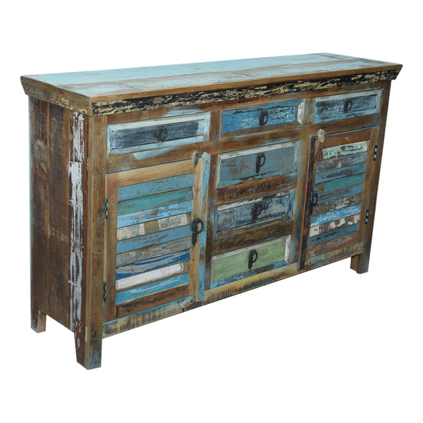 Marine Recycled 6 Drawer 2 Louvered Door Sideboard