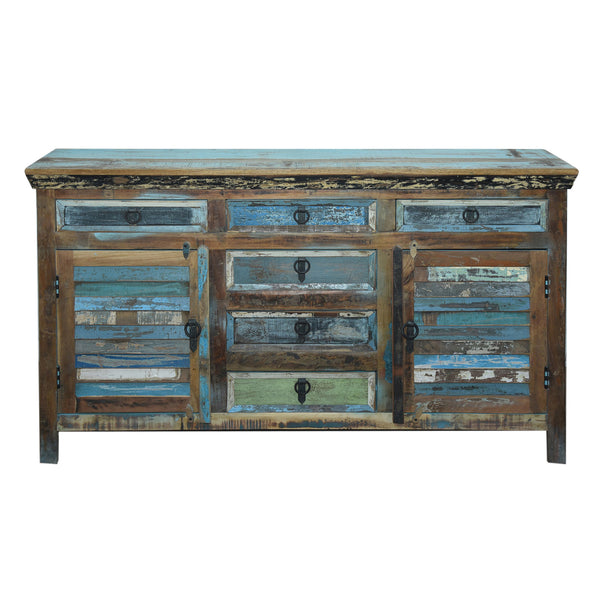 Marine Recycled 6 Drawer 2 Louvered Door Sideboard