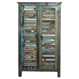 Marine Recycled 2 Louvered Door Tall Cabinet