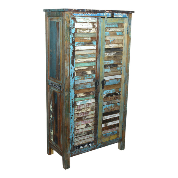 Marine Recycled 2 Louvered Door Tall Cabinet