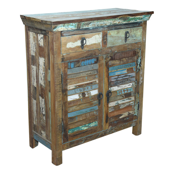 Marine Recycled 2 Drawer 2 Louvered Door Sideboard
