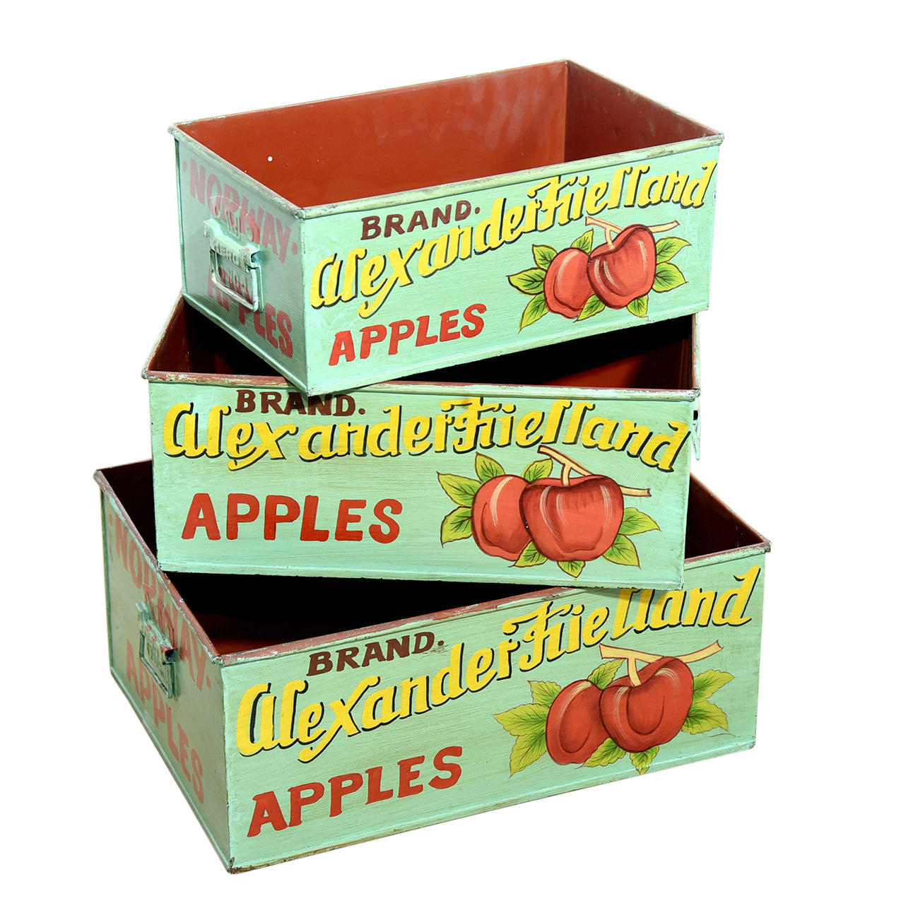 Set of 3 Metal Apple Trays