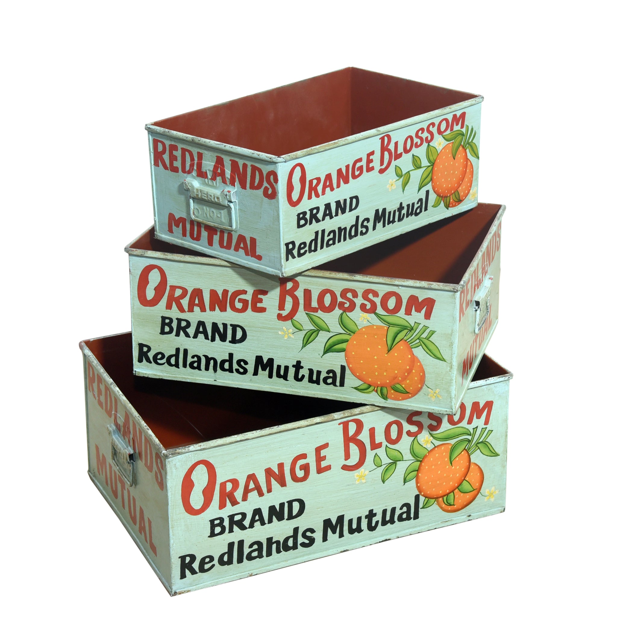 Set of 3 Metal Orange Trays