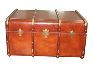 Handcrafted Leather & Brass Trunk - Cognac
