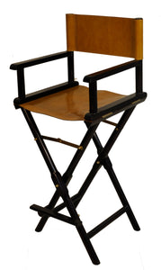 Handcrafted Leather Director Bar Stool - Cognac