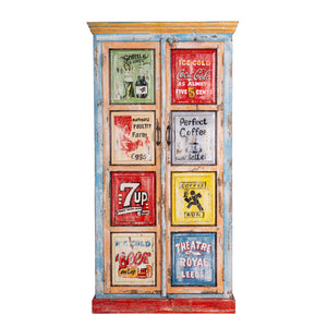 Hand Painted Tall Vintage Ad Cabinet