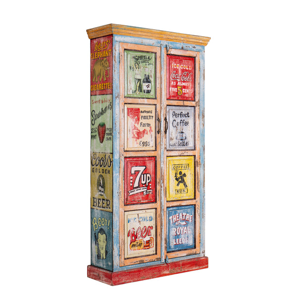 Hand Painted Tall Vintage Ad Cabinet