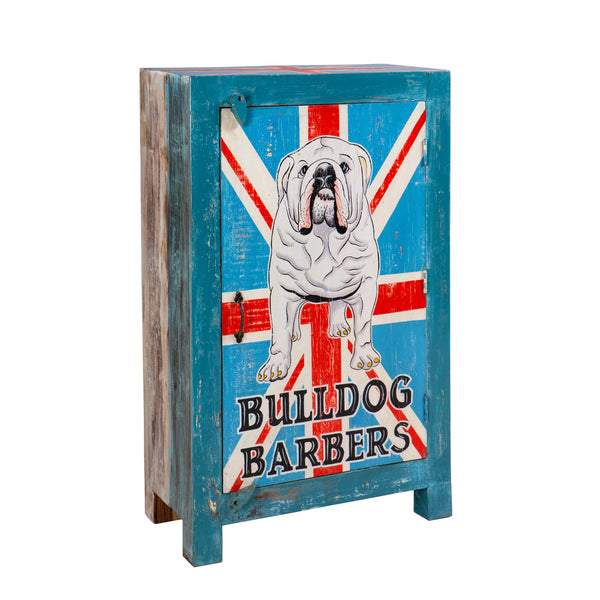 Hand Painted British Bulldog Narrow 1 Door Cabinet