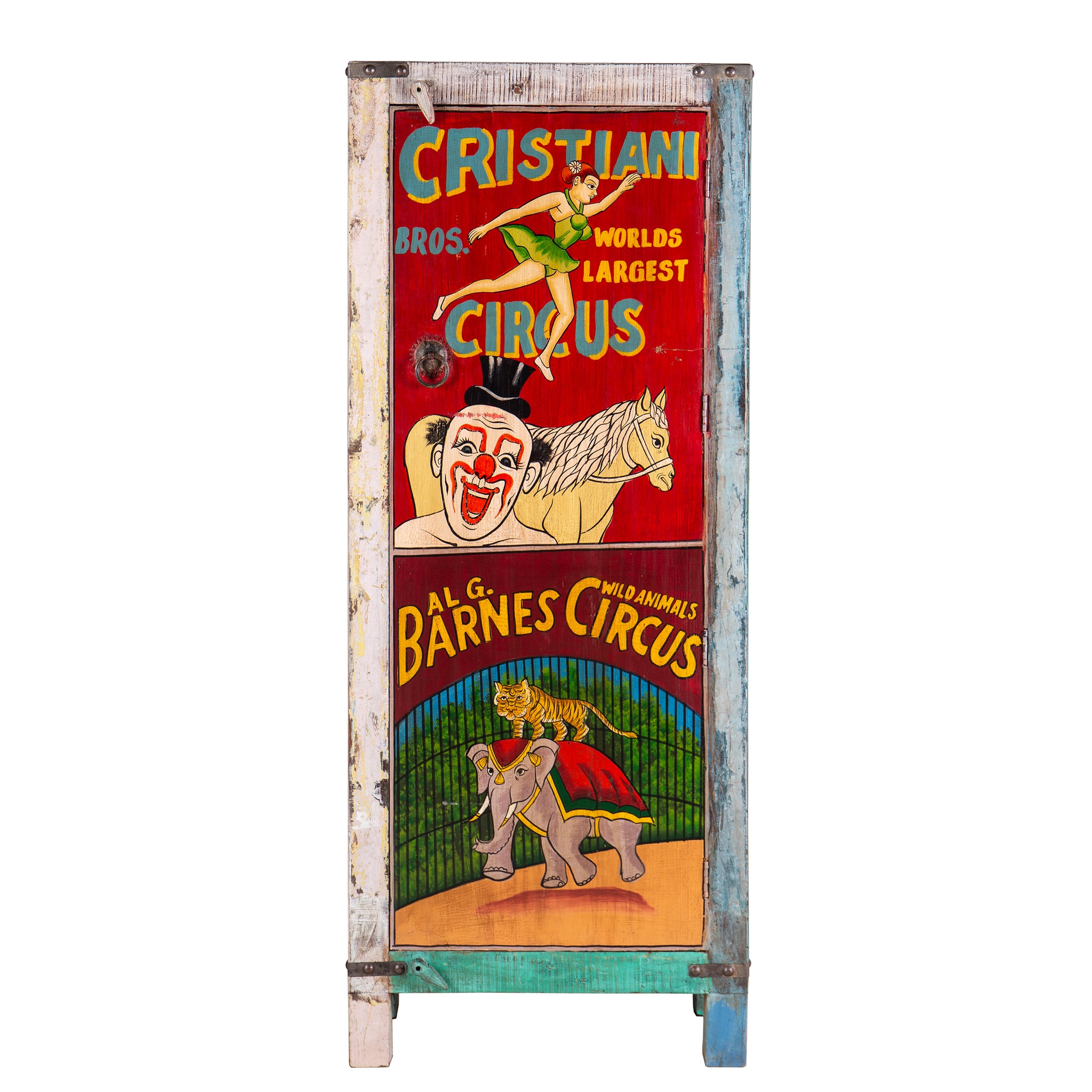 Hand Painted Vintage Circus Ad 1 Door Cabinet