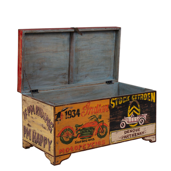 Hand Painted Vintage Transport Storage Chest
