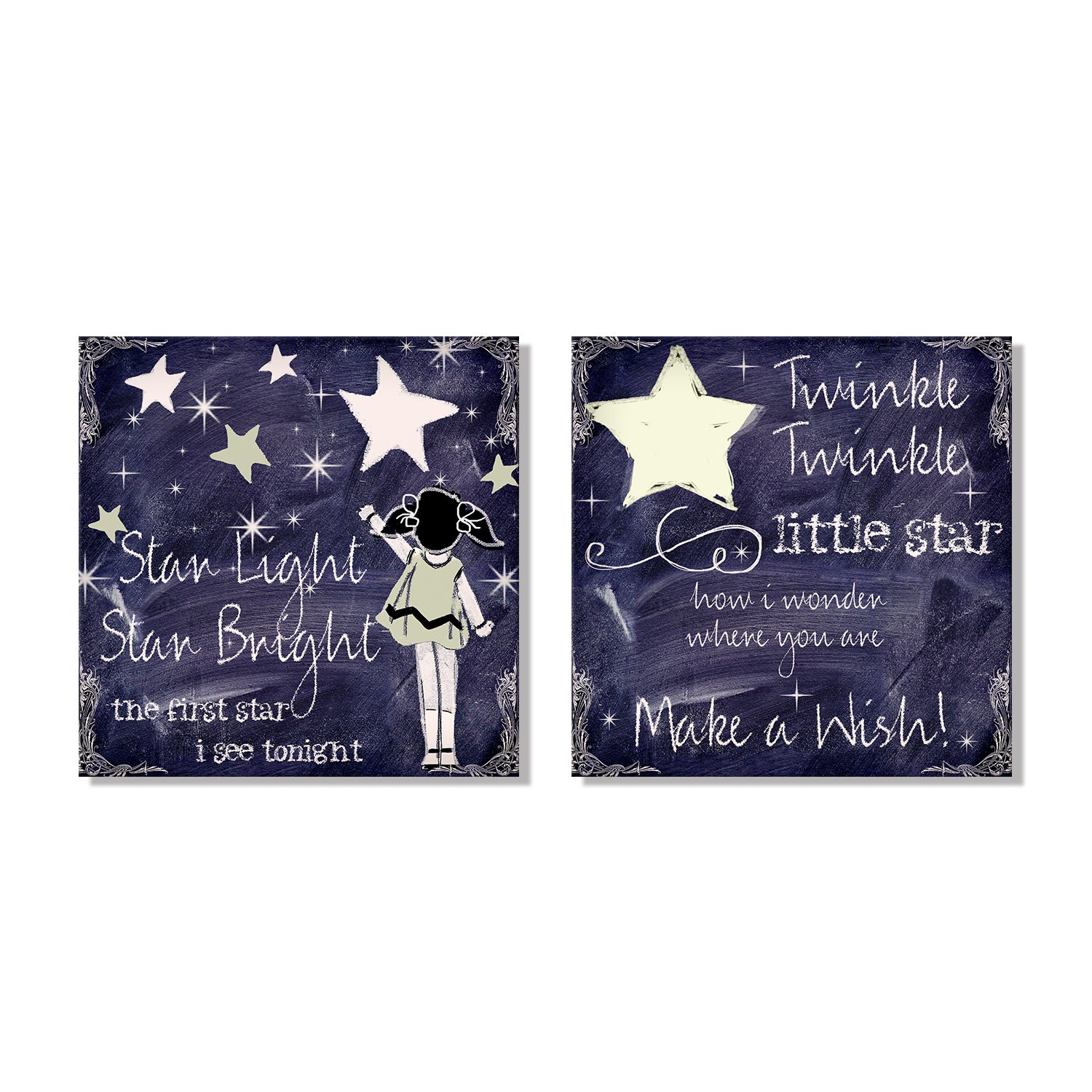 Hand Painted Nursery Rhymes Chalk Board Canvas - Twin Pack